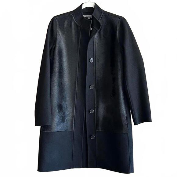 Vince Women's Black Wool Textured Coat Size XS Whimsigoth Quiet Luxury